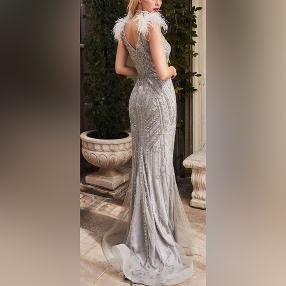 Andrea & Leo Sleeveless Sweetheart Mermaid Dress- Silver - Picture 2 of 2